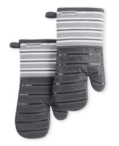 Kitchenaid Albany Oven Mitt 2-pack Set, 7" X 13" In Charcoal Gray
