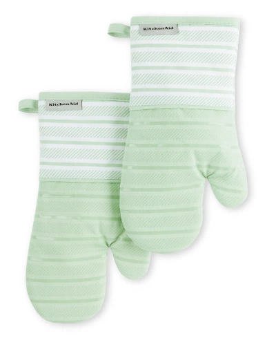 Kitchenaid Albany Oven Mitt 2-pack Set, 7" X 13" In Pistachio