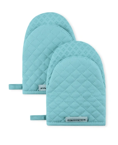 Kitchenaid Asteroid Cotton Mini Oven Mitt, 2pk, 5.5" X 8" In Mineral Water Aqua