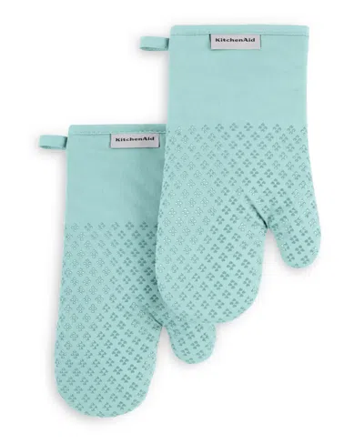 Kitchenaid Asteroid Oven Mitt Set, 2 Piece In Mineral Water Aqua