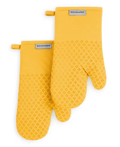 Kitchenaid Asteroid Oven Mitt Set, 2 Piece In Yellow