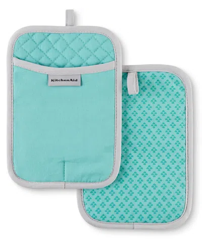 Kitchenaid Asteroid Pot Holder 2-pack Set, 7" X 10" In Aqua Sky