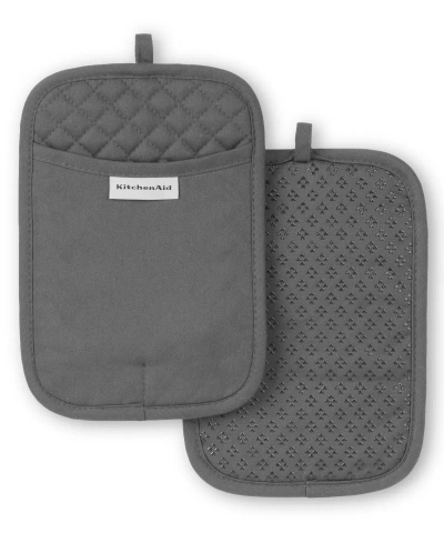 Kitchenaid Asteroid Pot Holder 2-pack Set, 7" X 10" In Charcoal Gray