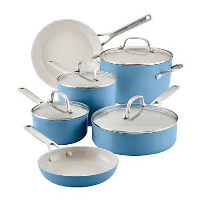 Kitchenaid Ceramic 10-pc. Non-stick Cookware Set In Blue