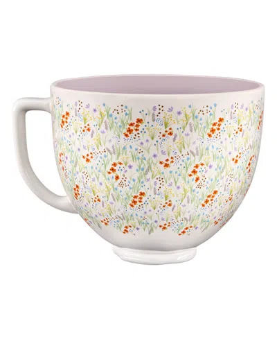 Kitchenaid Ceramic 5-quart Wildflower Mixing Bowl In White