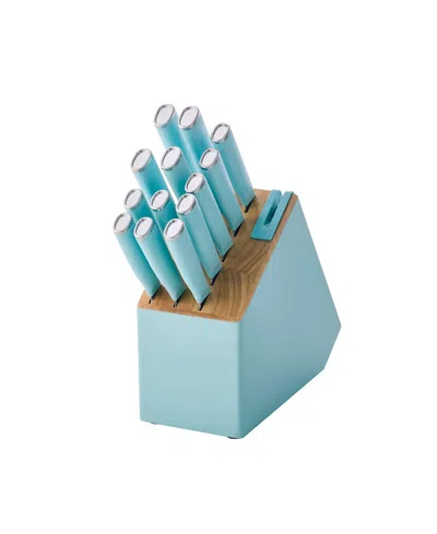 Kitchenaid Classic 14-piece Two-tone Knife Block Set In Mineral Water