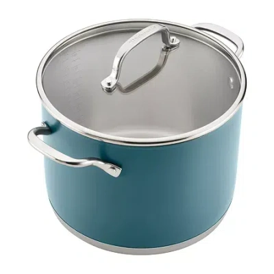 Kitchenaid Color-finished Stainless Steel 3-ply Base 8-qt. Stockpot In Blue