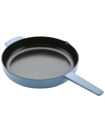 Kitchenaid Enameled Cast Iron Induction Skillet With Helper Handle And Pour Spouts In Blue
