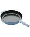 Kitchenaid Enameled Cast Iron Induction Skillet With Helper Handle And Pour Spouts In Blue