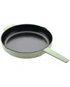 Kitchenaid Enameled Cast Iron Induction Skillet With Helper Handle And Pour Spouts In Green