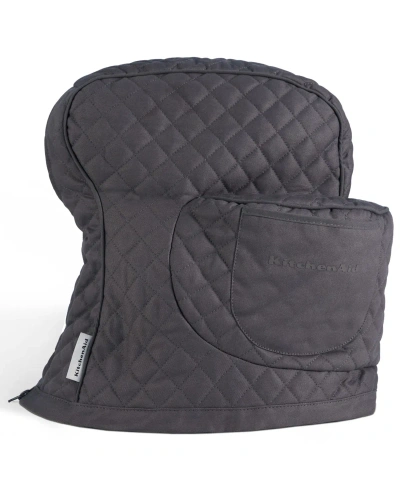 Kitchenaid Fitted Tilt-head Solid Stand Mixer Cover With Storage Pocket, Quilted, 14.37" X 18" X 10" In Charcoal Gray