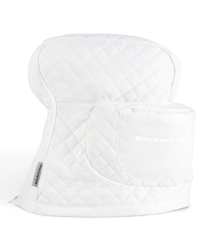 Kitchenaid Fitted Tilt-head Solid Stand Mixer Cover With Storage Pocket, Quilted, 14.37" X 18" X 10" In White