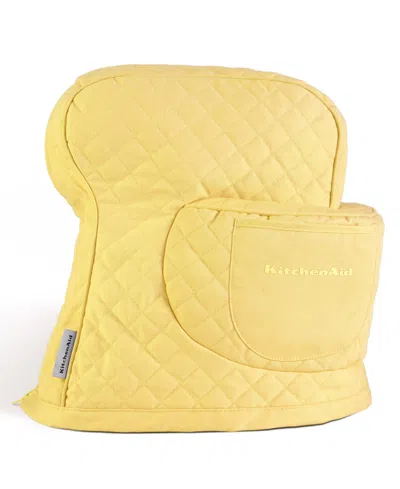Kitchenaid Fitted Tilt-head Solid Stand Mixer Cover With Storage Pocket, Quilted, 14.37" X 18" X 10" In Yellow