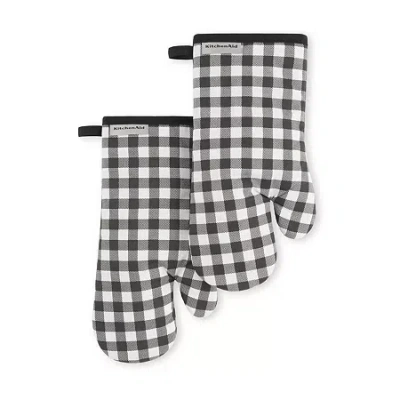 Kitchenaid Gingham 2-pc. Oven Mitt Set In Black