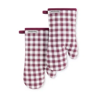 Kitchenaid Gingham 2-pc. Oven Mitt Set In Purple