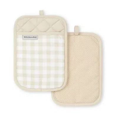 Kitchenaid Gingham 2-pc. Pot Holder Set In Neutral