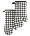 Kitchenaid Gingham Oven Mitt 2-pack Set, 7" X 13" In Onyx Black