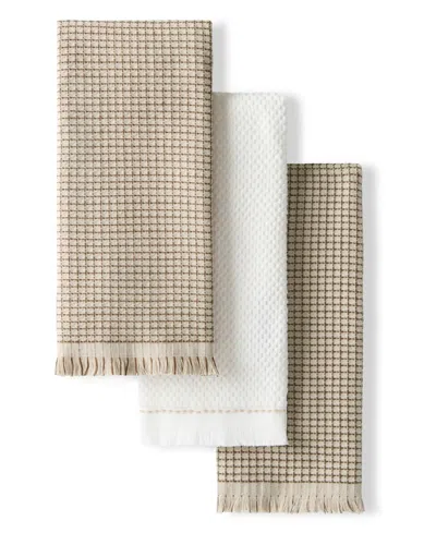 Kitchenaid Gourmet Series Gridlines Kitchen Towels Set Of 3, 18" X 28" In Brown