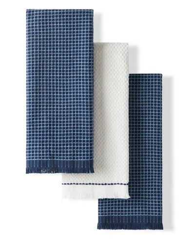 Kitchenaid Gourmet Series Gridlines Kitchen Towels Set Of 3, 18" X 28" In Blue