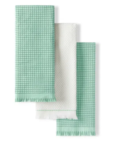 Kitchenaid Gourmet Series Gridlines Kitchen Towels Set Of 3, 18" X 28" In Green
