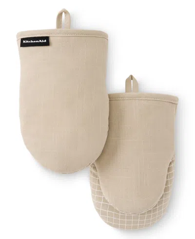 Kitchenaid Gourmet Series Gridlines Mini Oven Mitts Set, Pack Of 2 In Neutral
