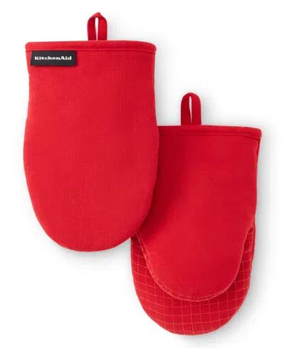 Kitchenaid Gourmet Series Gridlines Mini Oven Mitts Set, Pack Of 2 In Red
