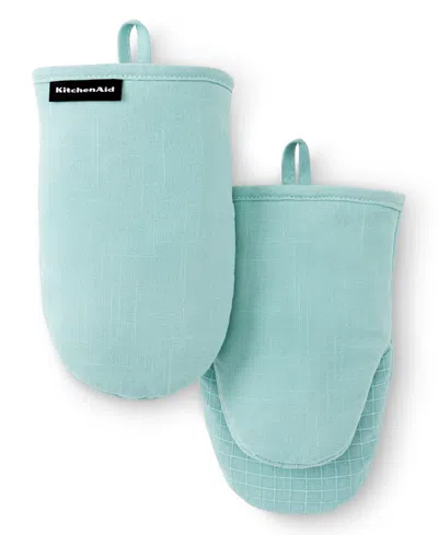 Kitchenaid Gourmet Series Gridlines Mini Oven Mitts Set, Pack Of 2 In Blue