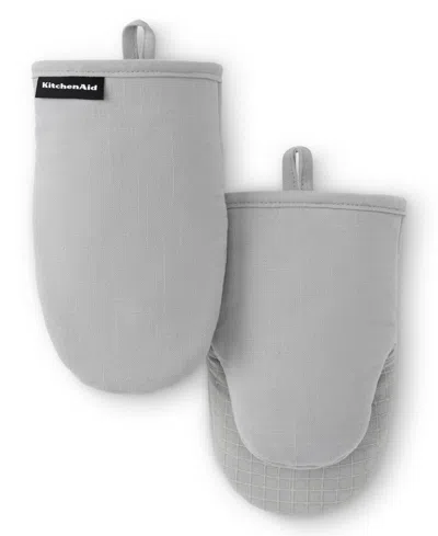 Kitchenaid Gourmet Series Gridlines Mini Oven Mitts Set, Pack Of 2 In Gray