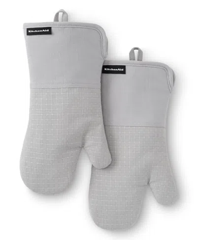 Kitchenaid Gourmet Series Gridlines Oven Mitts Set, Pack Of 2 In Gray