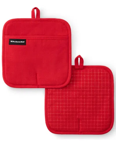 Kitchenaid Gourmet Series Gridlines Pot Holder Set, Pack Of 2 In Red