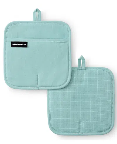 Kitchenaid Gourmet Series Gridlines Pot Holder Set, Pack Of 2 In Blue