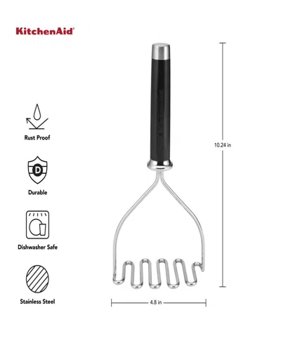 Kitchenaid Gourmet Stainless Steel Wire Masher, 10.24" In Onyx Black