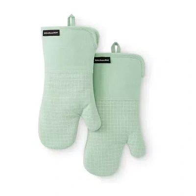 Kitchenaid Gridlines 2-pc. Oven Mitt Set In Green