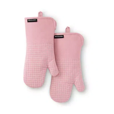 Kitchenaid Gridlines 2-pc. Oven Mitt Set In Pink