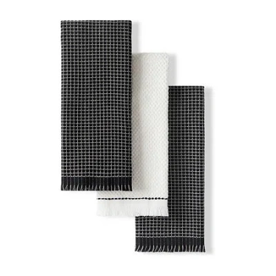 Kitchenaid Gridlines 3-pc. Kitchen Towel Set In Black