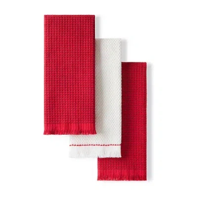 Kitchenaid Gridlines 3-pc. Kitchen Towel Set In Red