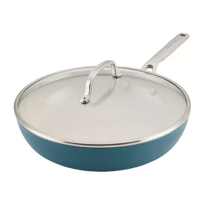 Kitchenaid Hard Anodized 12.25" Covered Frying Pan In Blue