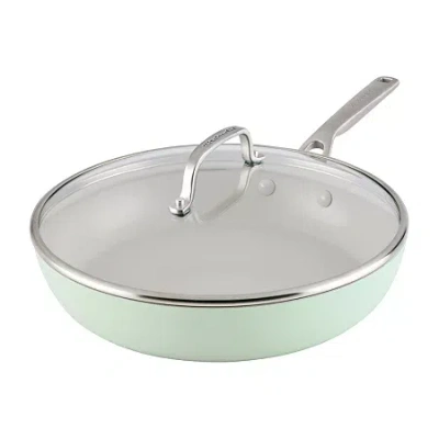 Kitchenaid Hard Anodized 12.25" Covered Frying Pan In Green