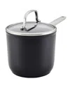 Kitchenaid Hard Anodized 3 Quart Induction Non-stick Saucepan With Lid In Matte Black