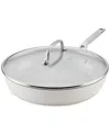 Kitchenaid Hard-anodized Ceramic Induction 12.5" Skillet With Lid In White