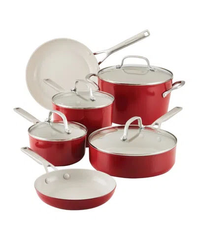 Kitchenaid Hard Anodized Ceramic Nonstick 10 Piece Set In Empire Red