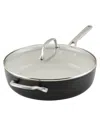 Kitchenaid Hard Anodized Ceramic Nonstick 5 Quart Saute Pan With Lid In Matte Black