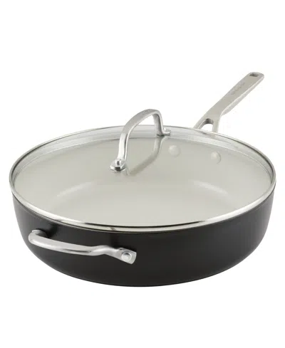 Kitchenaid Hard Anodized Ceramic Nonstick 5 Quart Saute Pan With Lid In Matte Black