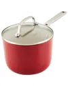 Kitchenaid Hard Anodized Ceramic Nonstick Cookware Sauce Pan In Red