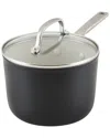 Kitchenaid Hard Anodized Ceramic Nonstick Cookware Sauce Pan With Lid In Black