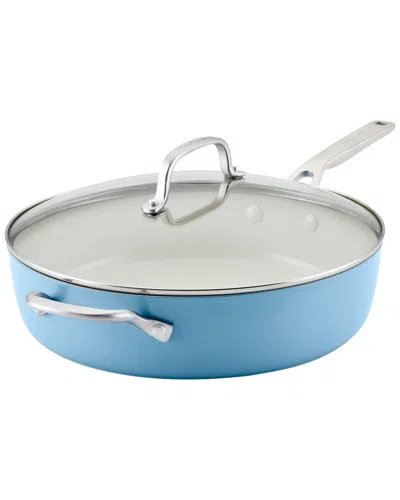 Kitchenaid Hard Anodized Ceramic Nonstick Sauté Pan With Lid 5qt In Blue