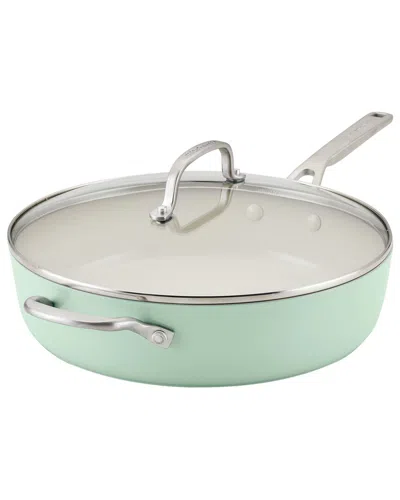 Kitchenaid Hard Anodized Ceramic Nonstick Sauté Pan With Lid In Green