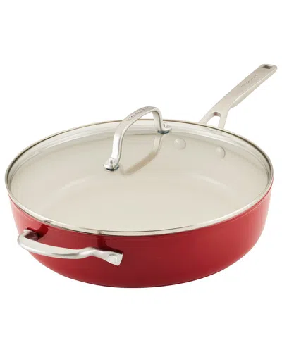 Kitchenaid Hard Anodized Ceramic Nonstick Sauté Pan With Lid In Red