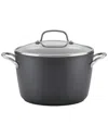 Kitchenaid Hard-anodized Induction Nonstick Stockpot With Lid In Black