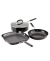 Kitchenaid Hard Anodized Nonstick 4-piece Cookware Pots And Pans Set In Onyx Black